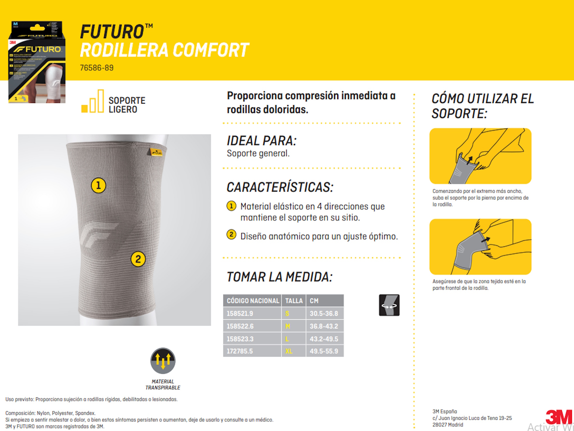 Futuro™ Rodillera Comfort Talla M