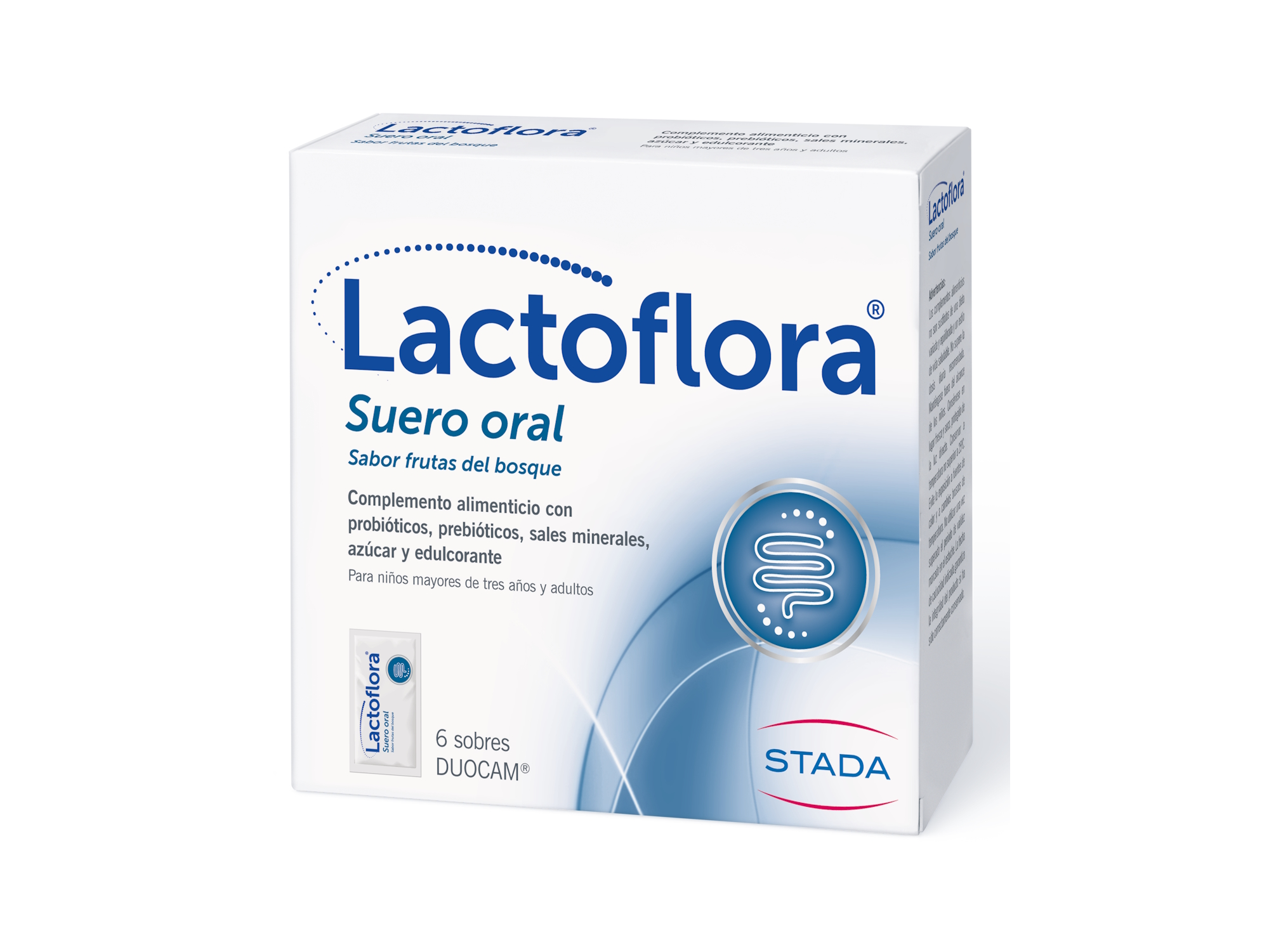 Caja de Lactoflora Suero Oral frutos del bosque con 6 sobres