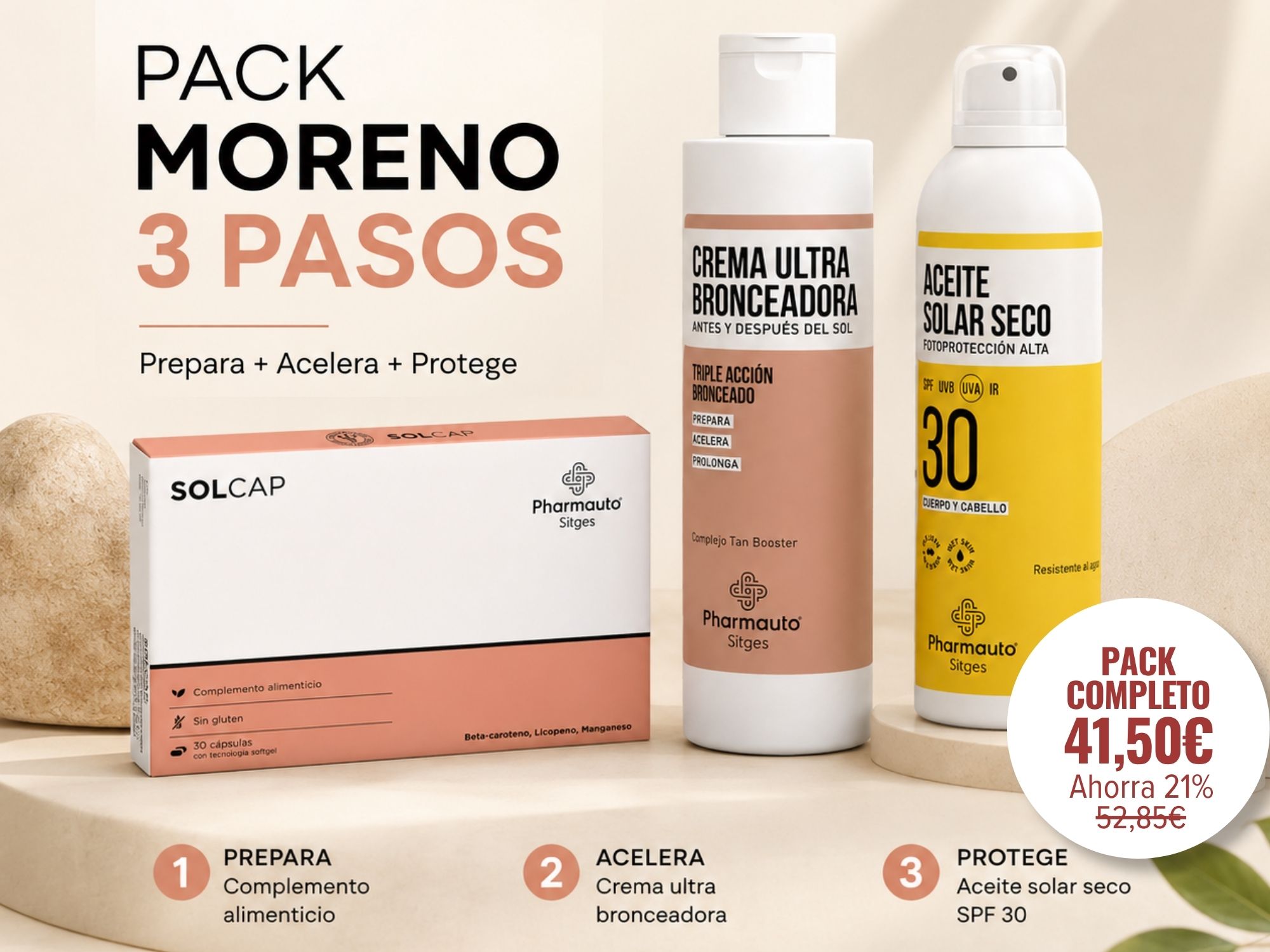 Rutina Moreno en 3 Pasos con Pharmauto® Solar Aceite Seco SPF30