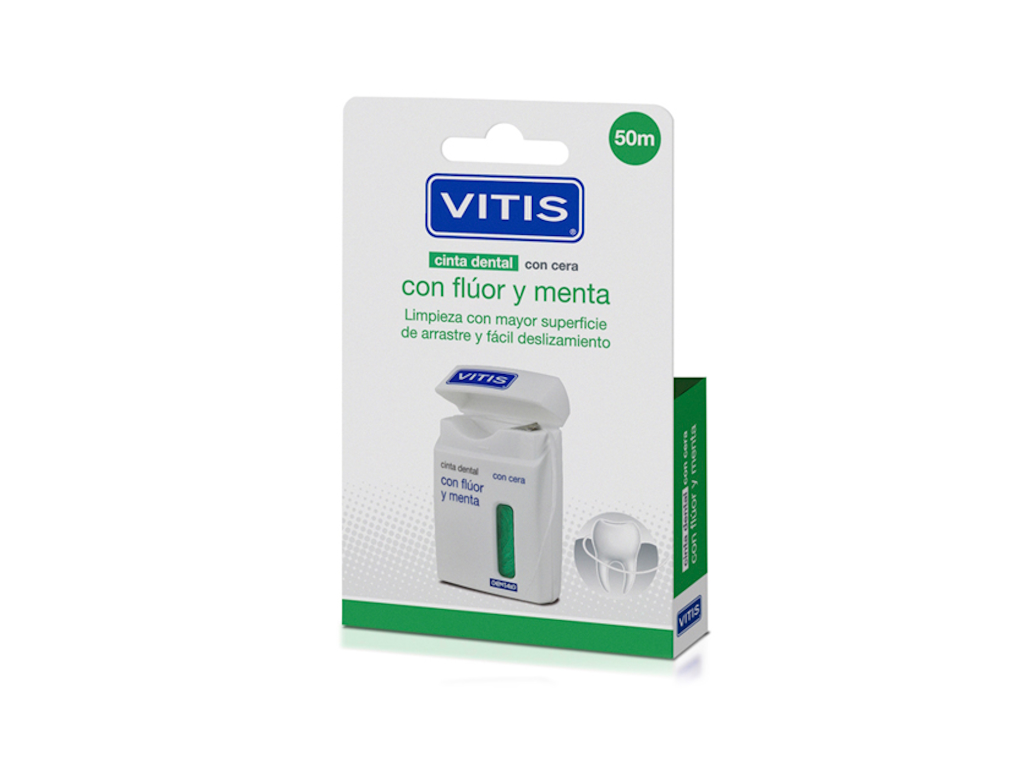 Vitis Cinta Dental con Cera, Flúor y Menta 50m